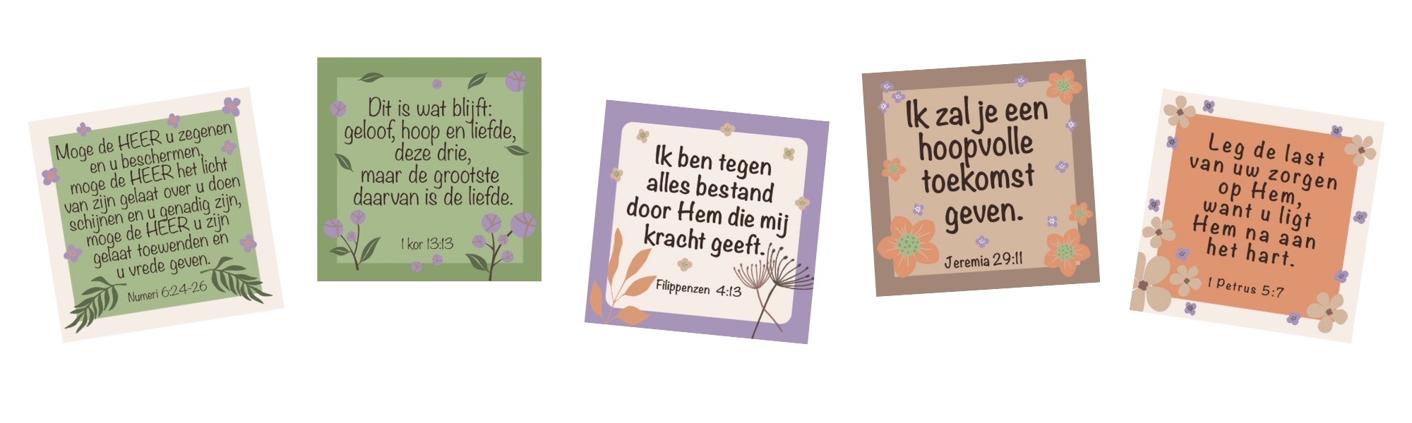 Banner met 5 memorisatiekaartjes